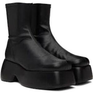 Simon Miller Black leather sock Platform Boots - hustler vegan leather